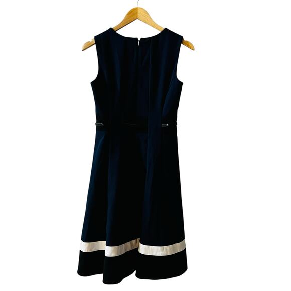 Calvin Klein Navy Sleeveless Belted Dress Size 2 - Picture 3 of 8